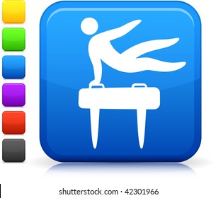Icono de gimnasia en botón de internet cuadrado Seis opciones de color incluidas.