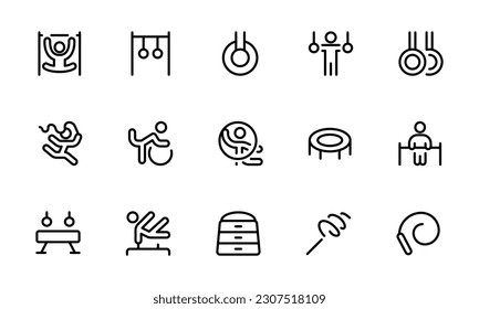 gymnastics icon, vector set design with Editable Stroke. Line, Solid, Flat Line, thin style and Suitable for Web Page, Mobile App, UI, UX design.