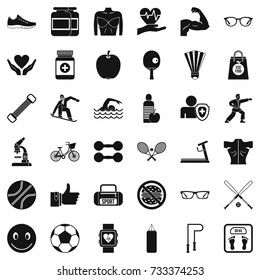 Gymnastics icons set. Simple style of 36 gymnastics vector icons for web isolated on white background