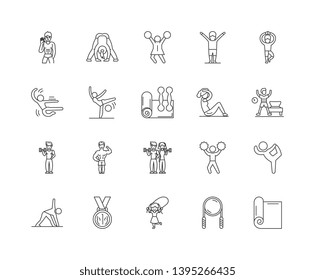 Gymnastics line icons, signs, vector set, outline illustration concept 