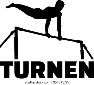 Gymnastics with man at high bar (german)