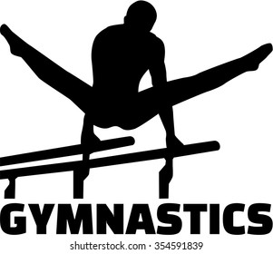 Gymnastics With Man At Parallel Bars