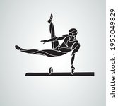 Gymnastics with man at pommel horse vector clipart