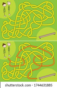 Gymnastics maze for kids with a solution