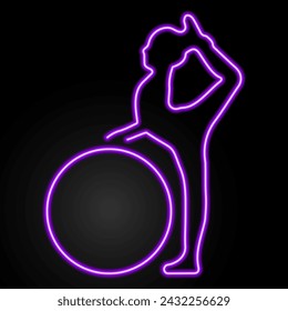 gymnastics neon sign, modern glowing banner design, colorful modern design trend on black background. Vector illustration.