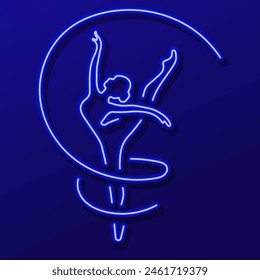 gymnastics neon sign, modern glowing banner design, colorful modern design trend. Vector illustration.