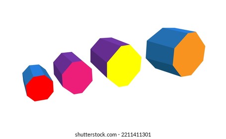 Gymnastics octagonal tumblers set vector illustration.