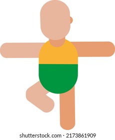 Gymnastics on one leg, illustration, vector on a white background.