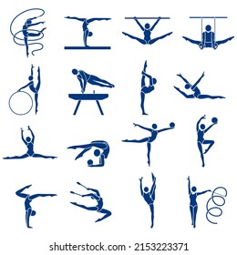 Gymnastics people icons vector illustration
