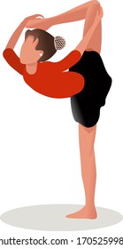 Gymnastics. A popular sport in physical education. Graphic drawing. The girl does acrobatic exercises. Close-up.