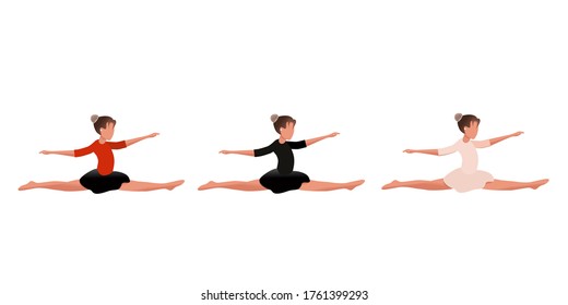 Gymnastics. A Popular Sport In Physical Education. Graphic Drawing. The Girl Does Acrobatic Exercises. Close-up.