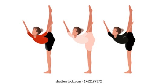 Gymnastics. A Popular Sport In Physical Education. Graphic Drawing. The Girl Does Acrobatic Exercises. Close-up.