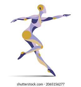 Gymnastics pose, acrobatics, smooth shapes vector silhouette of flexy athletic girl