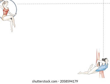 Gymnastics poster, world championship and gymnast performance presentation flat vector illustration