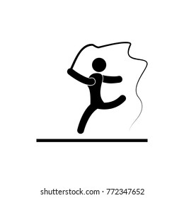 gymnastics with ribbon icon. Silhouette of an athlete icon. Sportsman element icon. Premium quality graphic design. Signs, outline symbols collection icon for websites, web design on white background