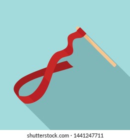 Gymnastics ribbon stick icon. Flat illustration of gymnastics ribbon stick vector icon for web design