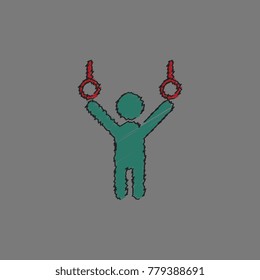 gymnastics rings in Hatching style