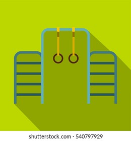 Gymnastics rings and ladder icon. Flat illustration of gymnastics rings and ladder vector icon for web isolated on lime background