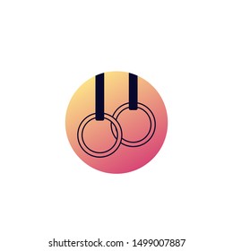Gymnastics rings, round vector icon