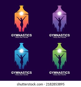 Gymnastics silhouette logo on the bottle