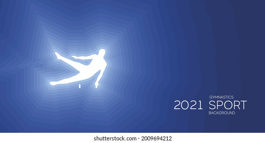 Gymnastics sport shining silhouette 2021 new abstract modern blue background banner