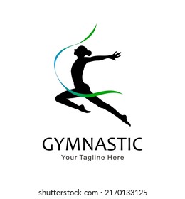 Gymnastik-Sportspieler-Logo Silhouette-Vektorgrafik