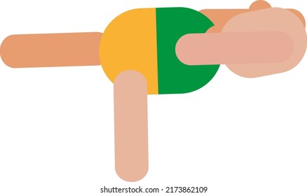 Gymnastics stretching exercise, illustration, vector on a white background.