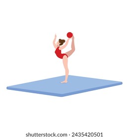 Gymnastics training ball center icon cartoon vector. Female school. Gear exercises
