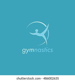 Gymnastics vector logo design with blue background
