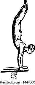 Gymnastics vintage engraved illustration drawing