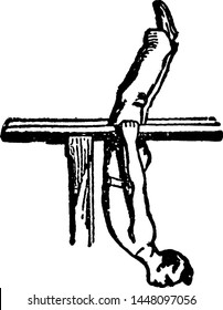 Gymnastics vintage engraved illustration drawing. 
