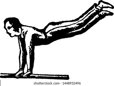 Gymnastics vintage engraved illustration drawing 