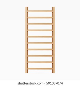Gymnastics Wall Bars Ladder. Swedish Staircase. Gymnastics Wall Gym Tool. Sports Ladder Trainer Wall Exercises And Wall Bars Vector.