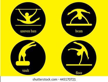 Gymnastics web Icon Vector. Woman gymnastics disciplines.