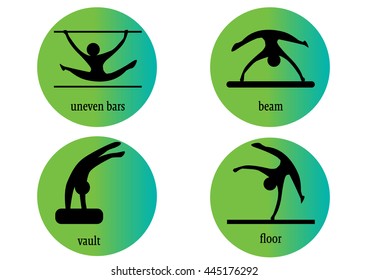 Gymnastics web Icon Vector. Woman gymnastics disciplines.