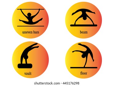 Gymnastics web Icon Vector. Woman gymnastics disciplines.