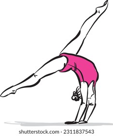 Girl gymnastic sport silhouette sportswoman ball Stock Vector