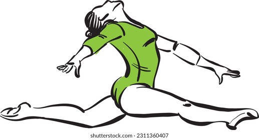 Gymnastics WOMAN 2 sports profession work doodle design drawing vector illustration