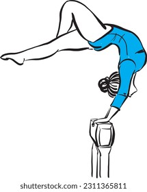 Gymnastics WOMAN 3 sports profession work doodle design drawing vector illustration