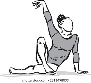 Gymnastics WOMAN 8 sports profession work doodle design drawing vector illustration