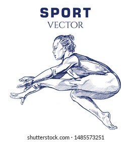 Gymnastics women vector. Hand sketch  sport vector