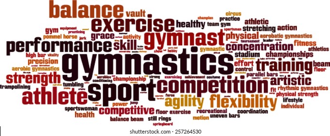 Gymnastics word cloud concept. Vector illustration