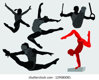 Gymnastics,gymnastics Silhouette On The Light Background