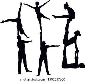 Gymnasts Acrobats Vector Black Silhouette Stock Vector (Royalty Free ...