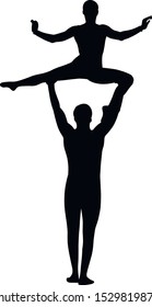 Gymnasts acrobats vector black silhouette