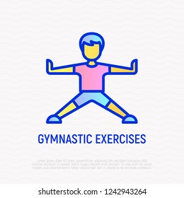 Gymnatics exercises thin line icon. Modern vector illustration.