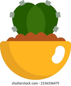 Gymnocalycium in pot, illustration, vector on a white background.
