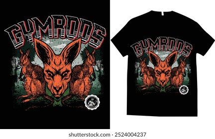Gymroos grunge text, workout fitness gym bodybuilding concept design for fashion graphics, posters, t shirt prints