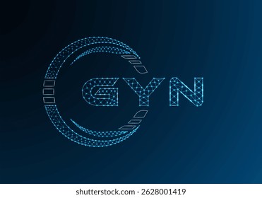 GYN baixo poli letra logotipo vetor design. GYN design de logotipo poli inferior. Logotipo poli baixo.