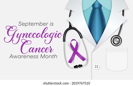 Gynecologic Cancer Awareness Month Is Observed Every Year In September, It Begin In Different Places Within A Woman's Pelvis, Which Is The Area Below The Stomach And In Between The Hip Bones. Vector 